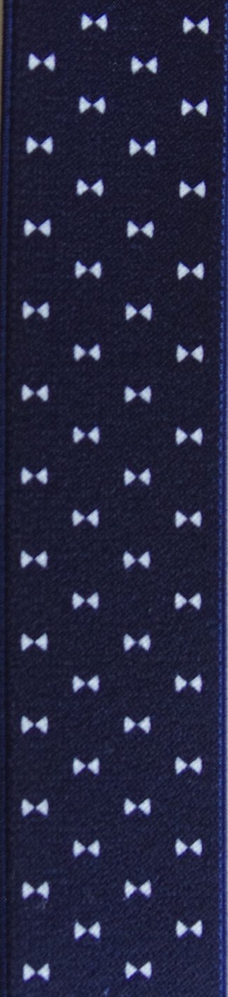Elastischer Hosenträger Mini-Schleifen-Dessin - Navy / Weiss
